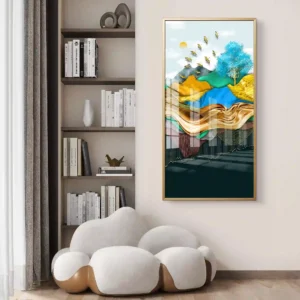 Golden Wave Mountain Decor for Living Room Acrylic Wall Art