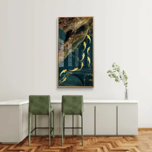 Golden Koi Prosperity Abstract Acrylic Wall Art