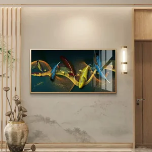 Ethereal Golden Feathers Acrylic Wall Art