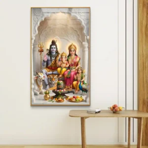 Shiv Parivar Marble Arch Premium Acrylic Wall Art