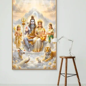 shiv parvati ganesha art