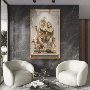 Divine Radha Krishna Marble Style Premium Acrylic Wall Art