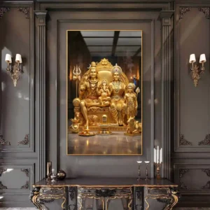 Royal Golden Shiv Parivar Premium Acrylic Wall Art