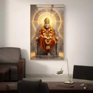 Sai Baba Golden Aura Premium Acrylic Wall Art