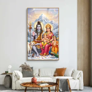 Kailash Shiv Parvati Ganesha Kartikeya Premium Acrylic Wall Art