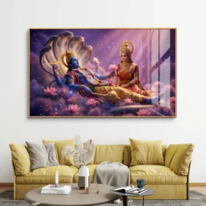 Sheshnag Vishnu with Goddess Lakshmi HD Acrylic Wall Decor