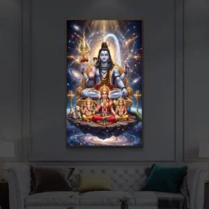 Cosmic Lord Shiva Family – Backlit Led Acrylic Wall Art
