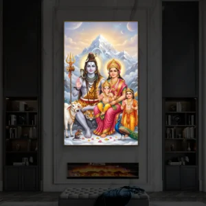 Kailash Shiv Parvati Premium Backlight Vertical Wallart