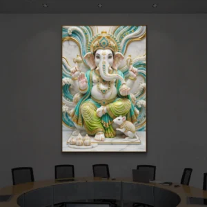 Divine Lord Ganesha Modern Premium Backlight Vertical Wallart