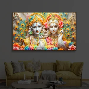 Eternal Love Radha Krishna Premium Backlight Horizontal Wallart