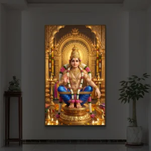 Lord Ayyappa Swamy Divine Premium Backlight Vertical Wallart
