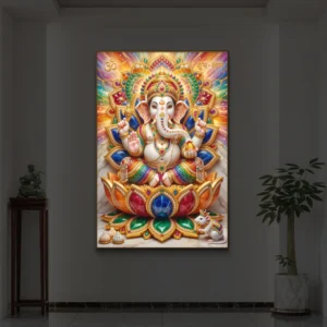 Shri Vighna Vinayak Ganpati Premium Backlight Vertical Wallart