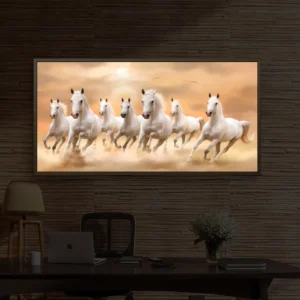 Golden Spirit White Horses Premium Backlight Wallart