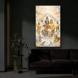 Divine Kailash Shiv Parivar Premium Backlight Vertical Wallart