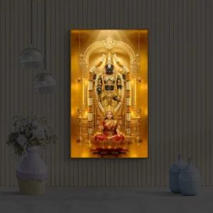 Royal Tirupati Balaji with Goddess Lakshmi Backlight Vertical Wallart