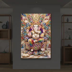 Lord Ganesha Premium Backlight Vertical Wallart