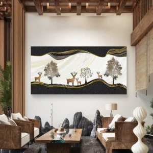 Black Gold Deer Premium Acrylic Wall Art