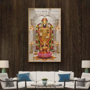 Lakshmi & Lord Venkateswara Marble Temple – Premium Acrylic Wall Art
