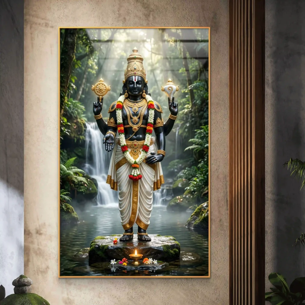 Lord Tirupati Balaji Waterfall Acrylic Wall Art