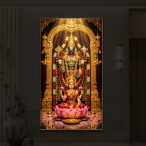 Divine Lakshmi Balaji LED Backlit Acrylic Wall Art